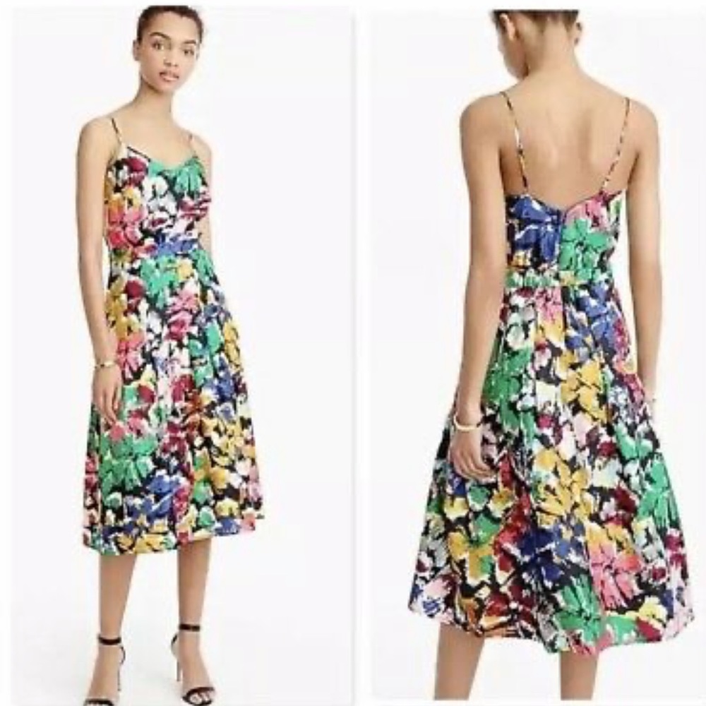 J. Crew Floral Brushstroke Silk Dress